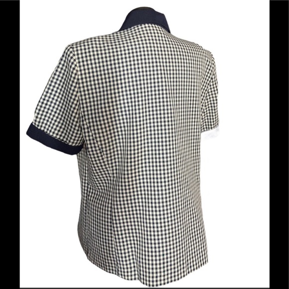 Elizabeth Williams Vintage Blouse Top Button Up Size XL Checkered Workwear - Picture 2 of 12